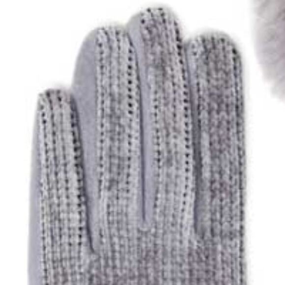 Women's Gray Gloves Faux Fur Chenille Smart Gloves Finger Text - Picture 2 of 6